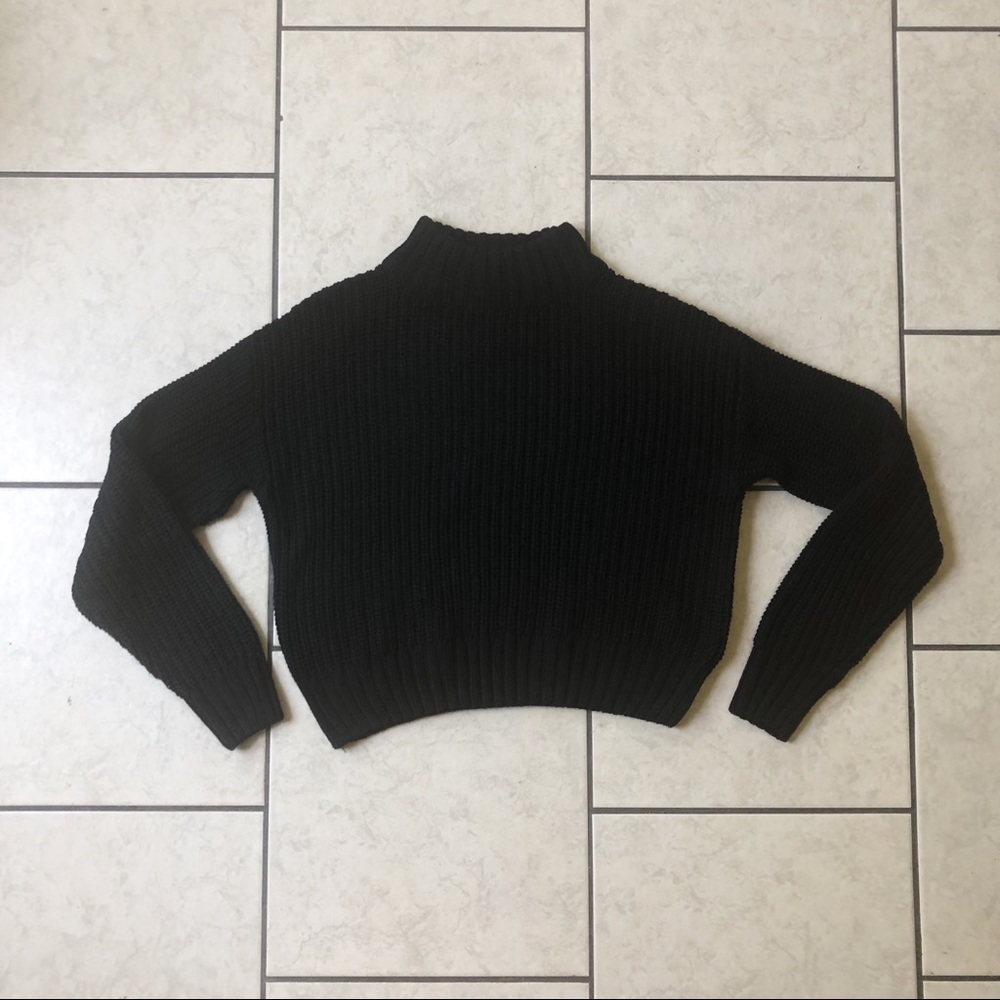 Divided • black cropped mock neck sweater, XS